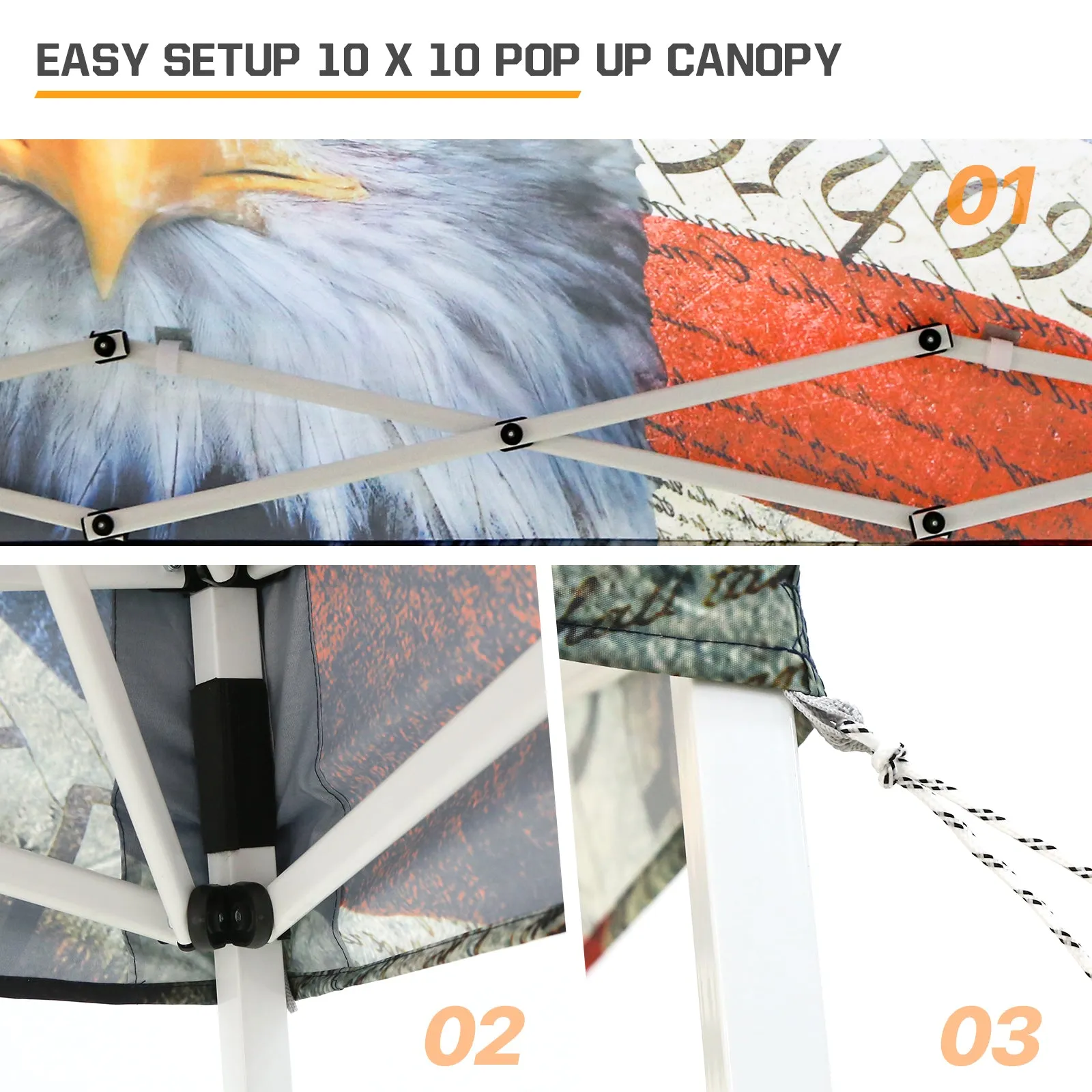 10x10 Slant Leg Pop-up Canopy Tent, 10x10 Base 8x8 Top (American Icon)