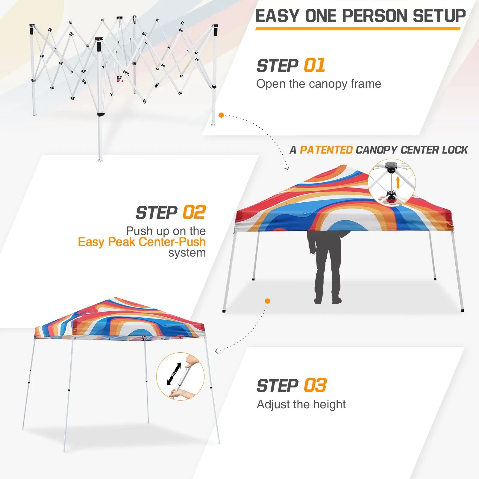10x10 Slant Leg Pop-up Canopy Tent, 10x10 Base 8x8 Top (Swirl)