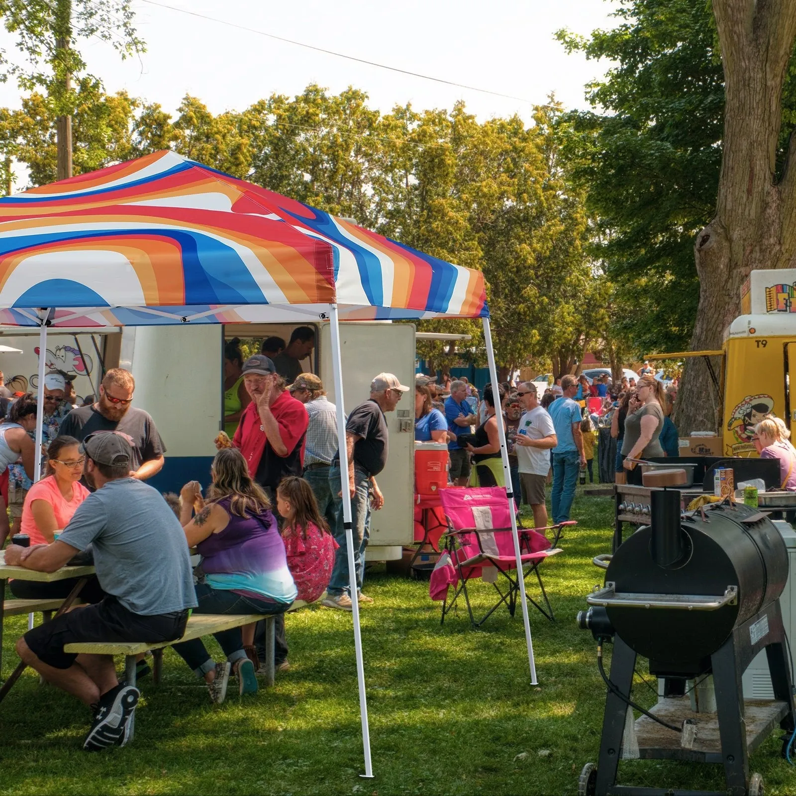 10x10 Slant Leg Pop-up Canopy Tent, 10x10 Base 8x8 Top (Swirl)