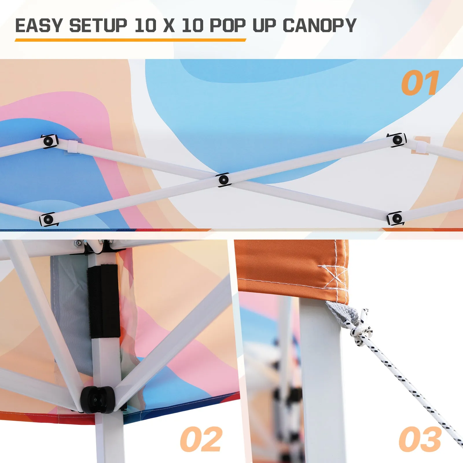 10x10 Slant Leg Pop-up Canopy Tent, 10x10 Base 8x8 Top (Swirl)