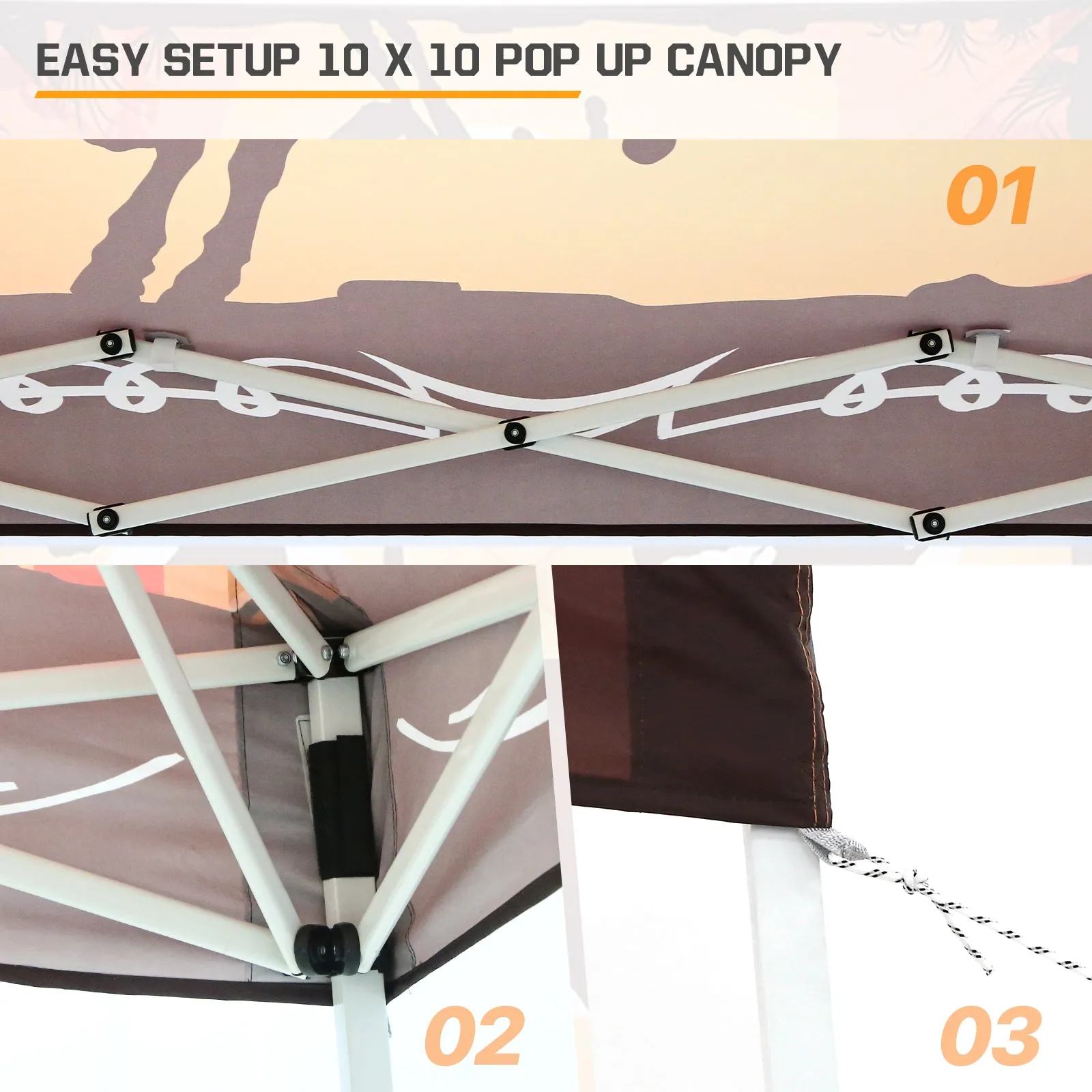 10x10 Slant Leg Pop-up Canopy Tent,10x10 Base 8x8 Top (Cowboy)