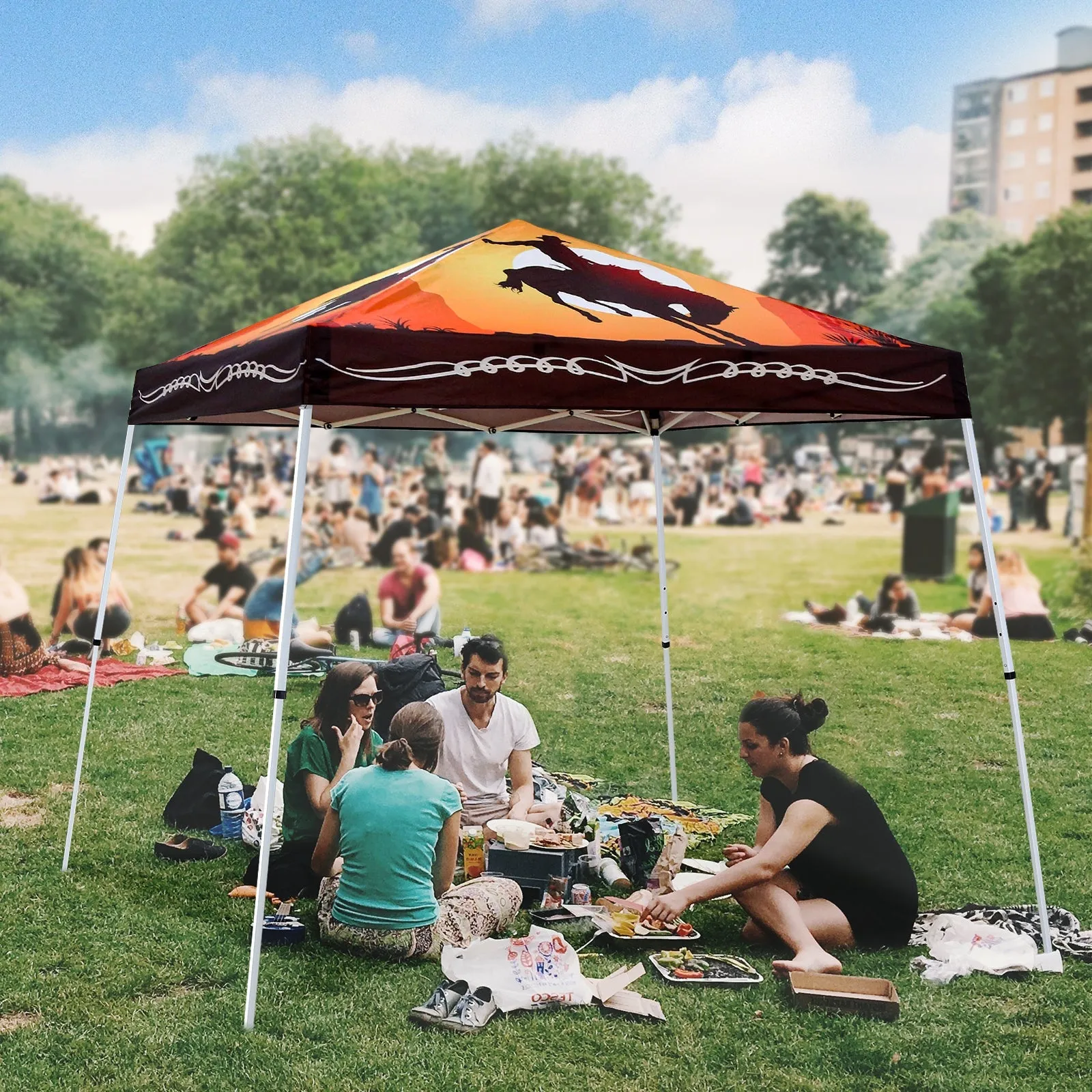 10x10 Slant Leg Pop-up Canopy Tent,10x10 Base 8x8 Top (Cowboy)