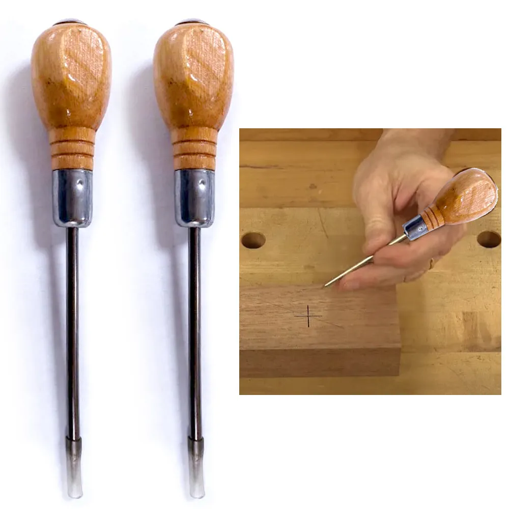 2 Pack 7" Wood Handle Ice Pick Carbon Steel Scratch Metal Tool Hole Kitchen Bar