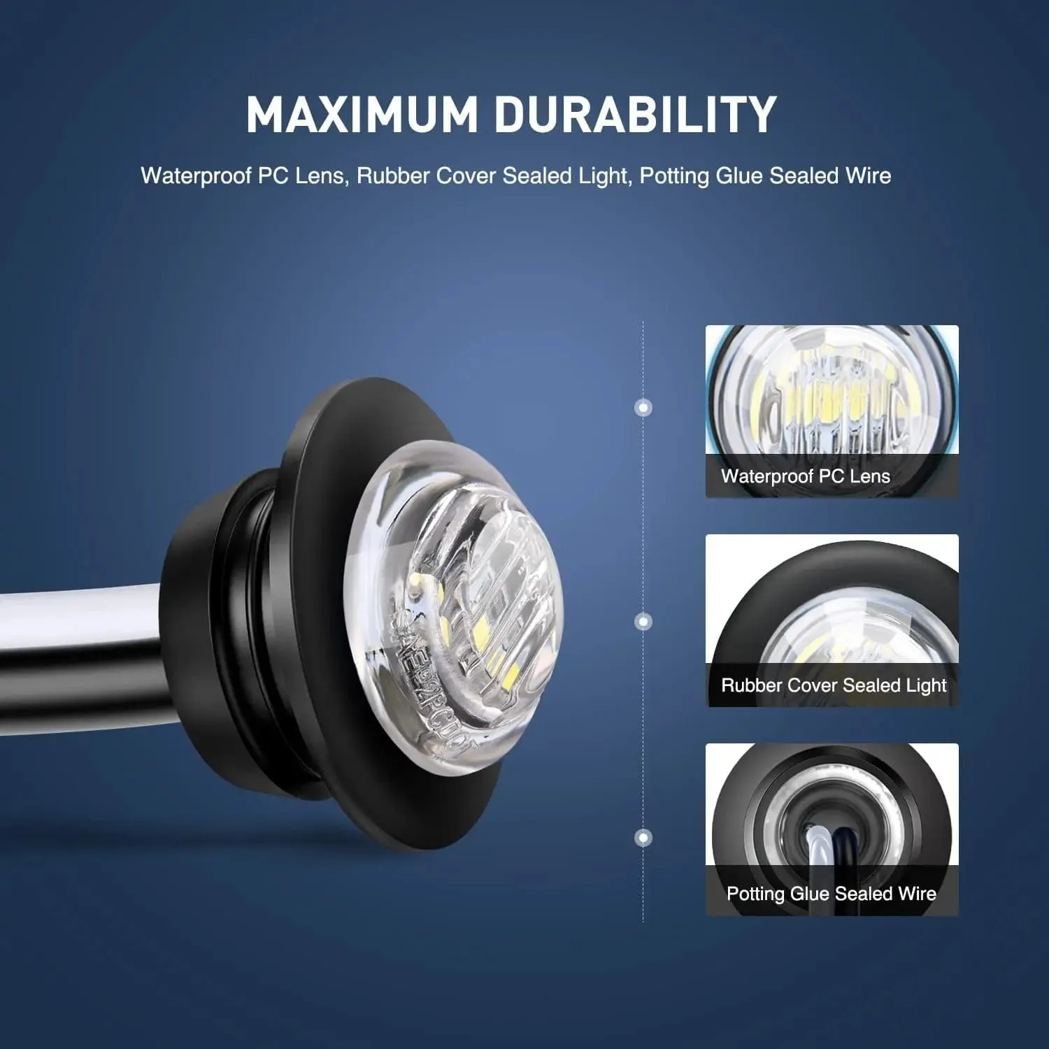 3/4 inch White Amber Red Round LED Marker Lights (30 Pcs)