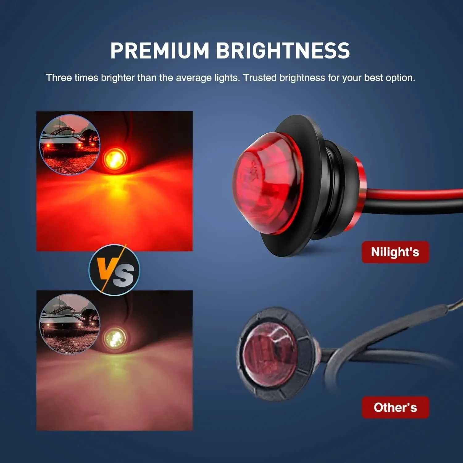 3/4 inch White Amber Red Round LED Marker Lights (30 Pcs)