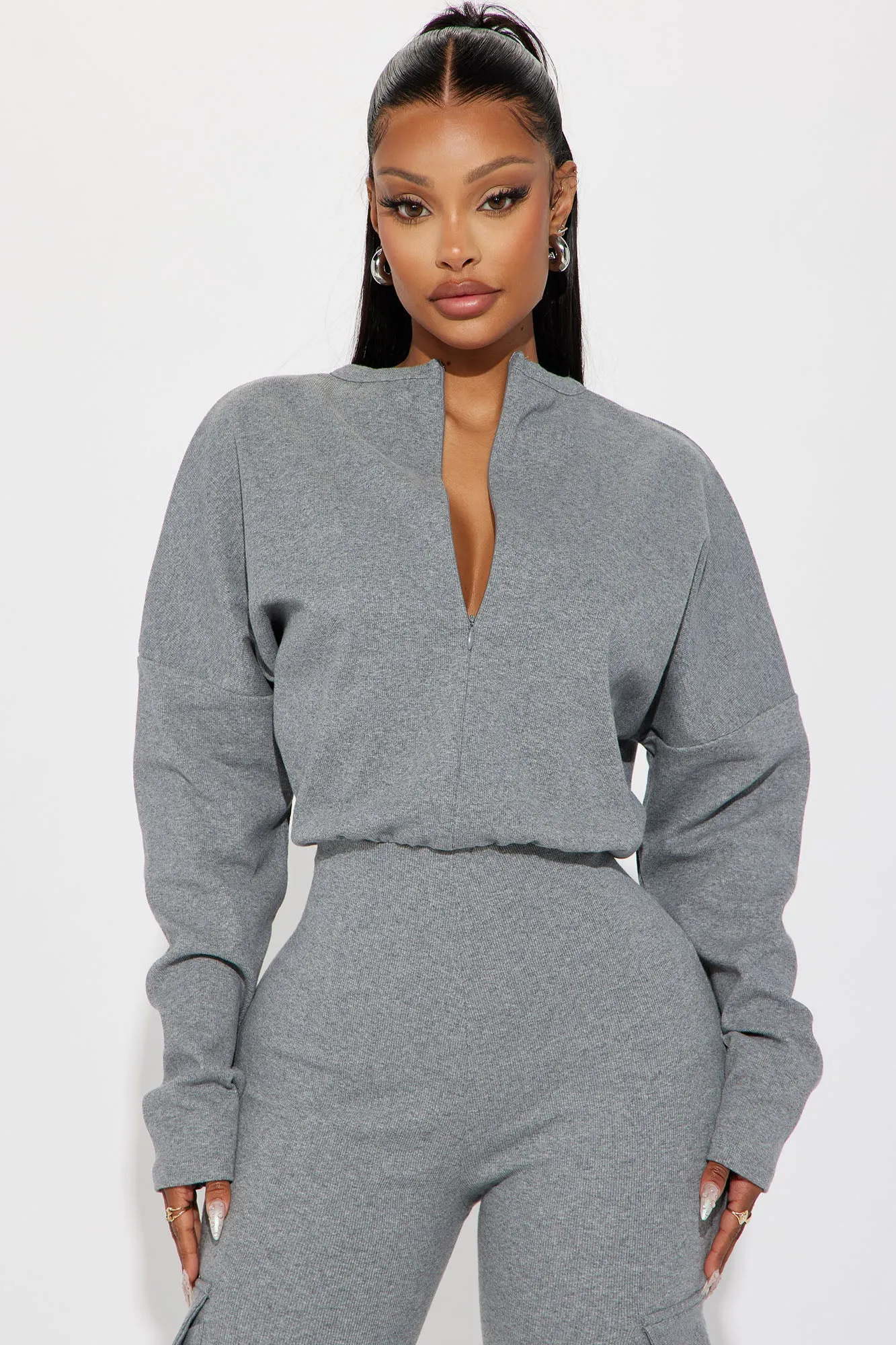 Airport Lounging Jumpsuit - Heather Grey