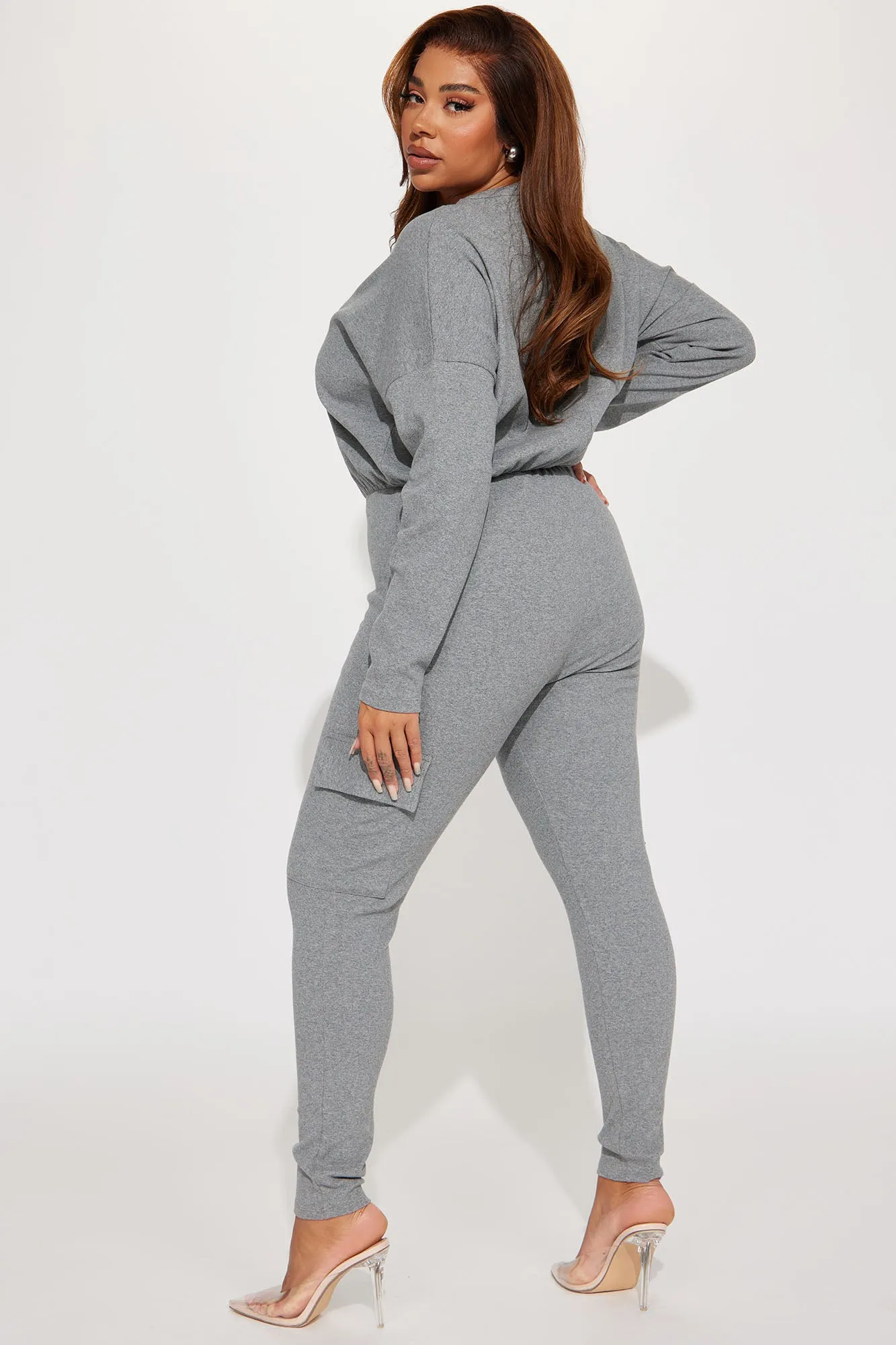Airport Lounging Jumpsuit - Heather Grey
