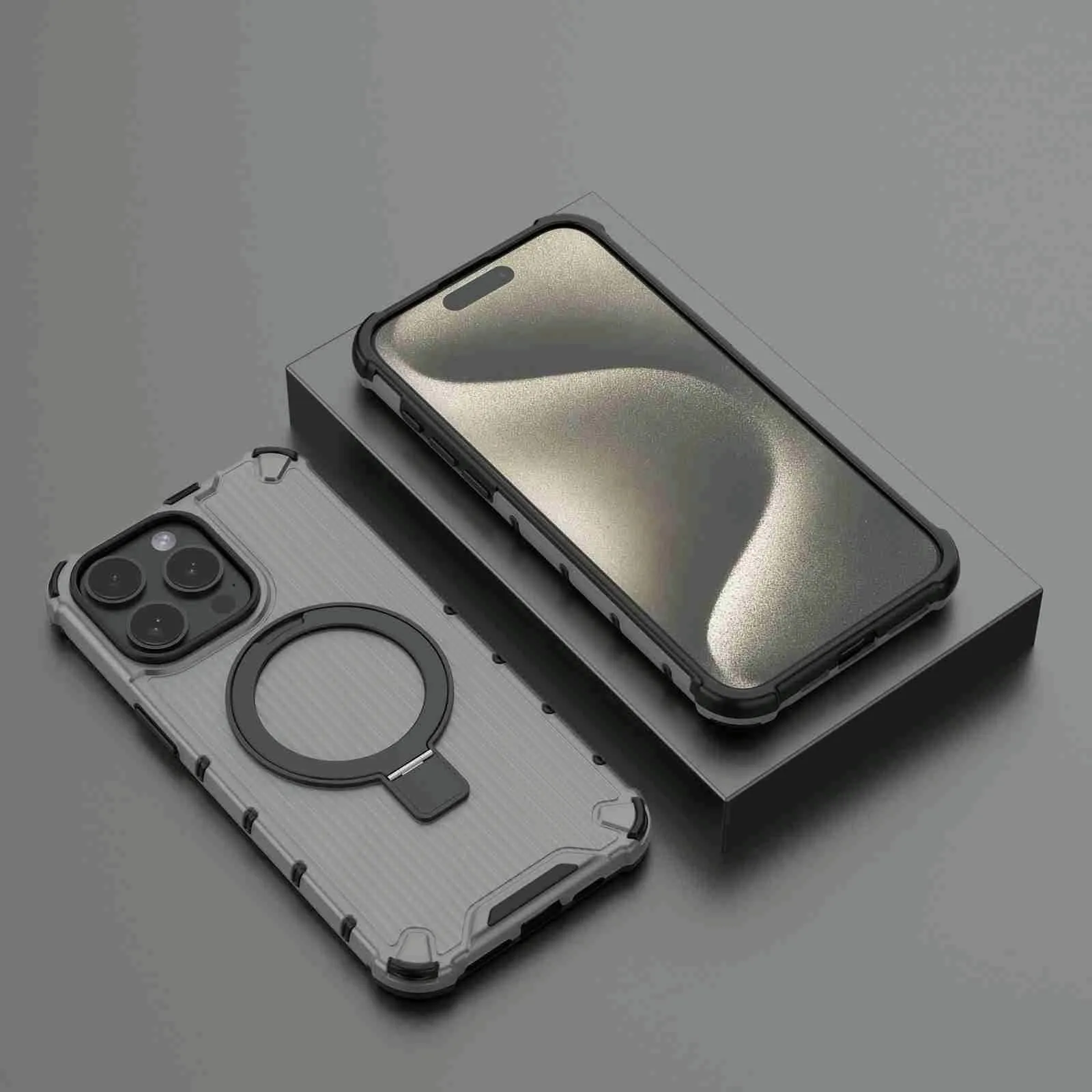 For Iphone 15 Grating Holder Shockproof Phone Case