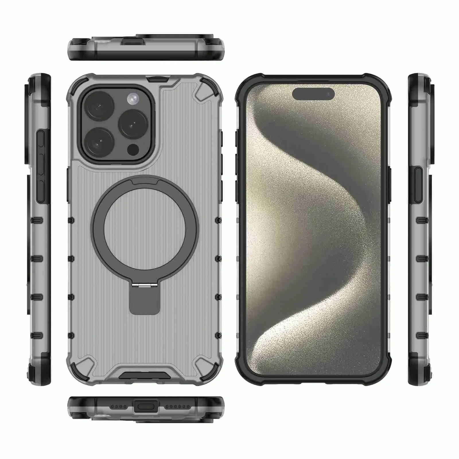 For Iphone 15 Grating Holder Shockproof Phone Case