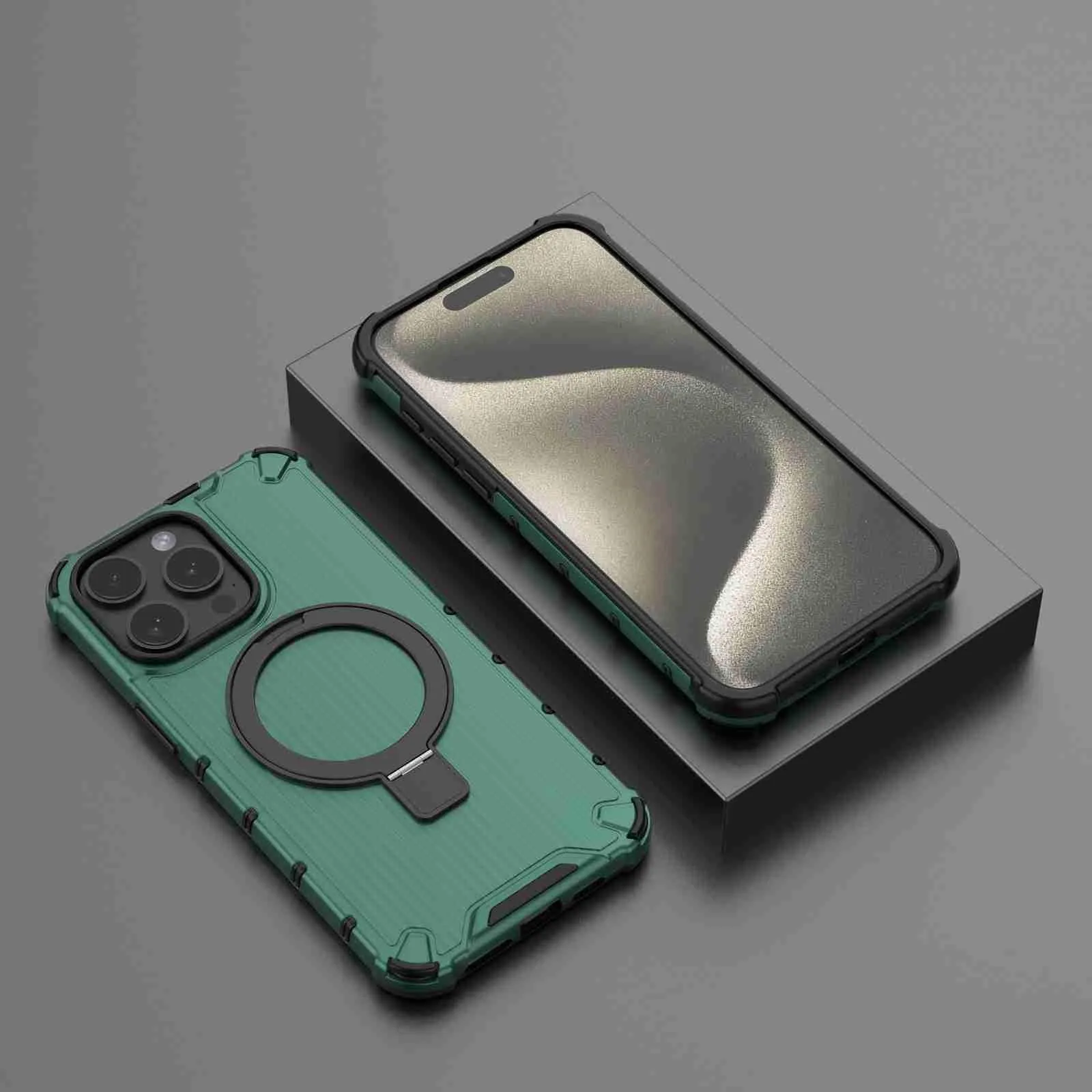 For Iphone 15 Grating Holder Shockproof Phone Case