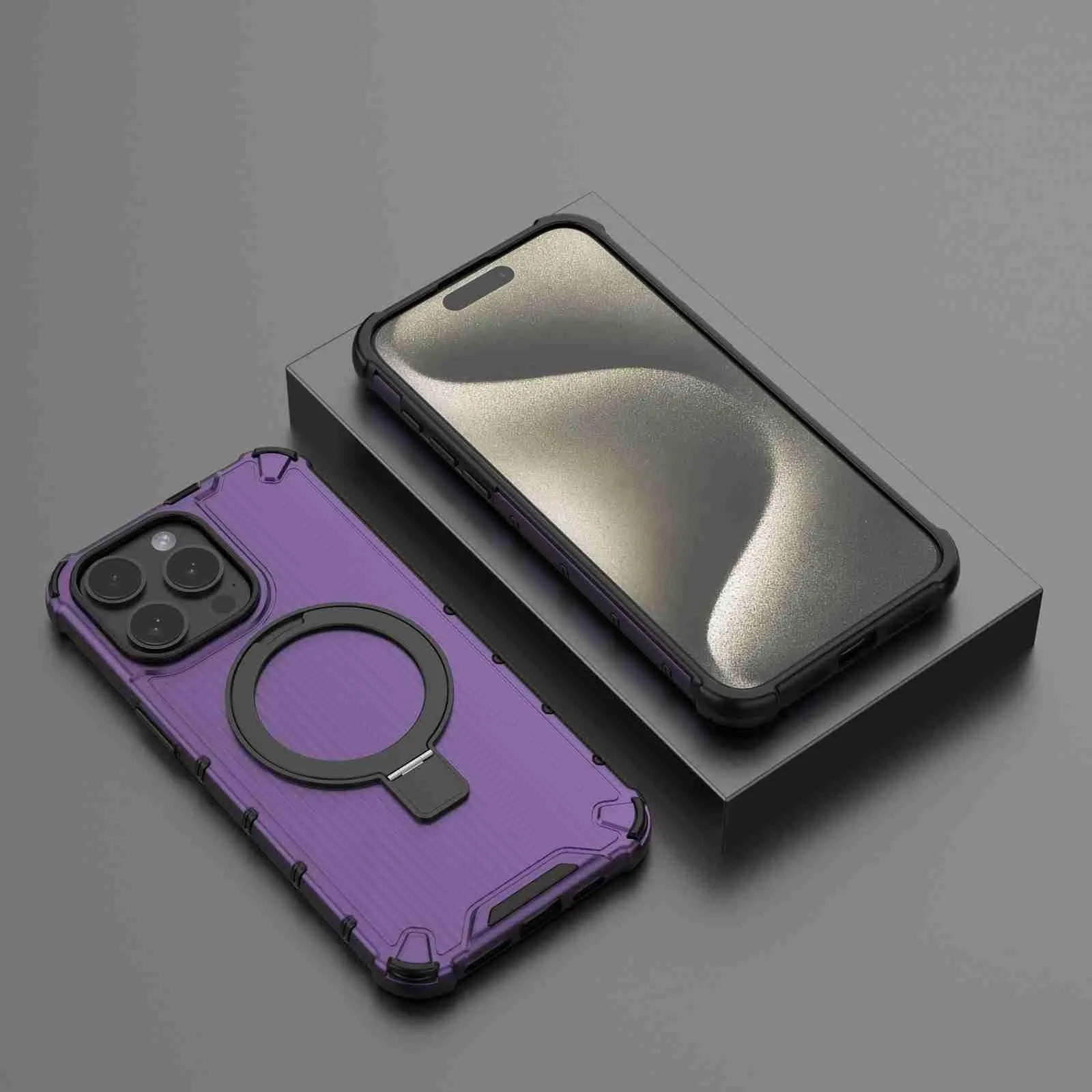 For Iphone 15 Grating Holder Shockproof Phone Case