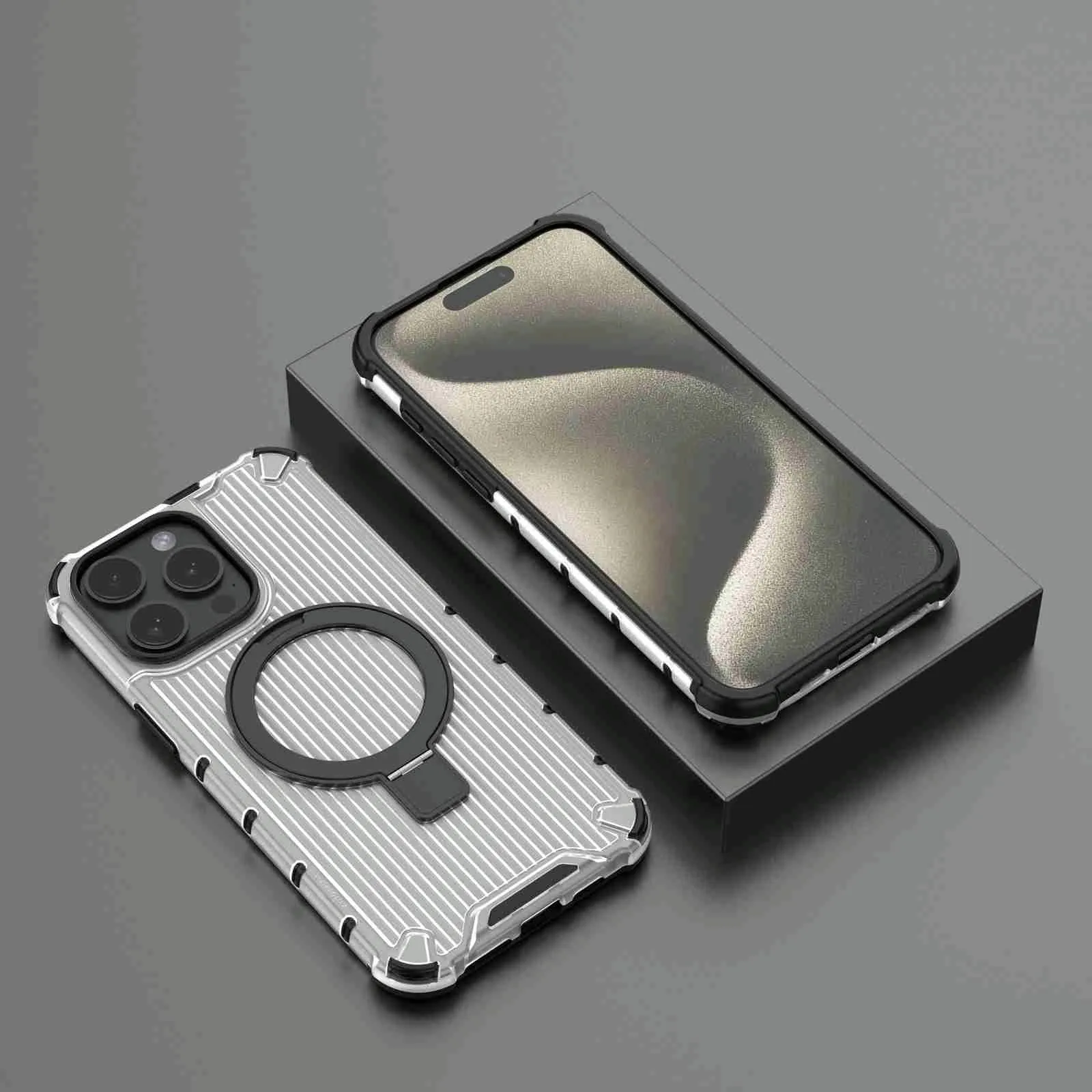 For Iphone 15 Grating Holder Shockproof Phone Case