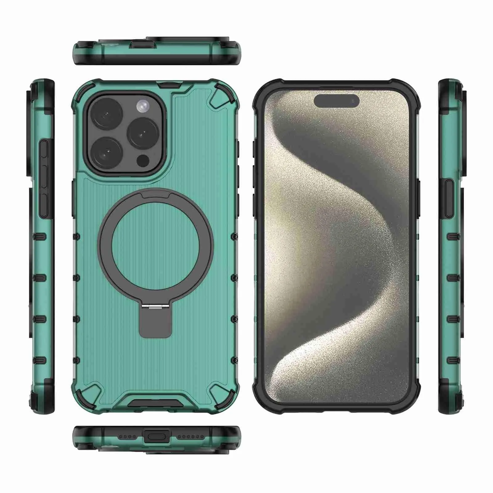 For Iphone 15 Grating Holder Shockproof Phone Case