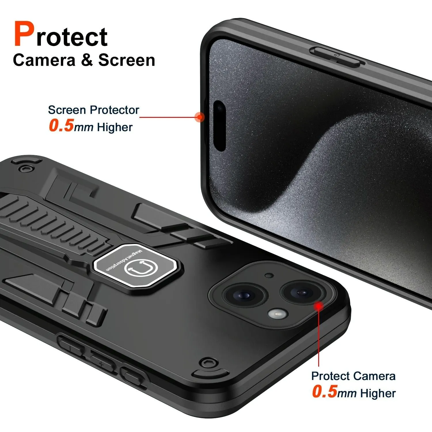 For Iphone 15 Shockproof Holder Phone Case