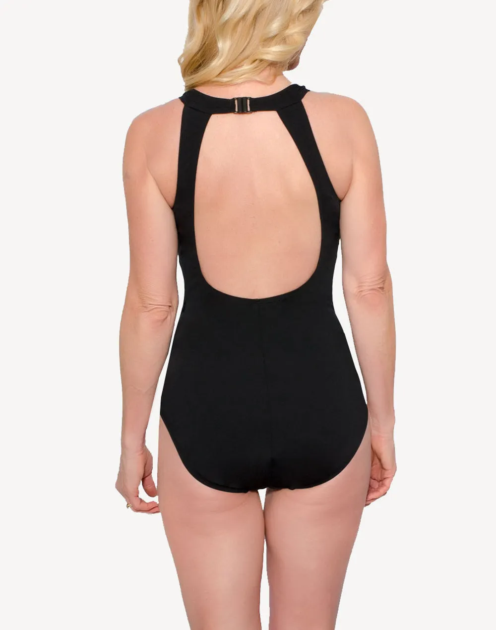 High Neck Colourblock Poly Tank One Piece Swimsuit