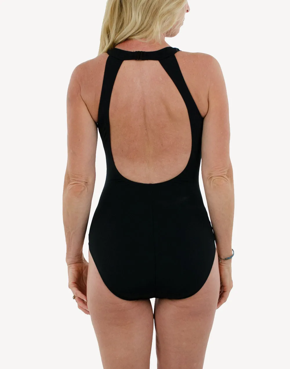 High Neck Colourblock Poly Tank One Piece Swimsuit