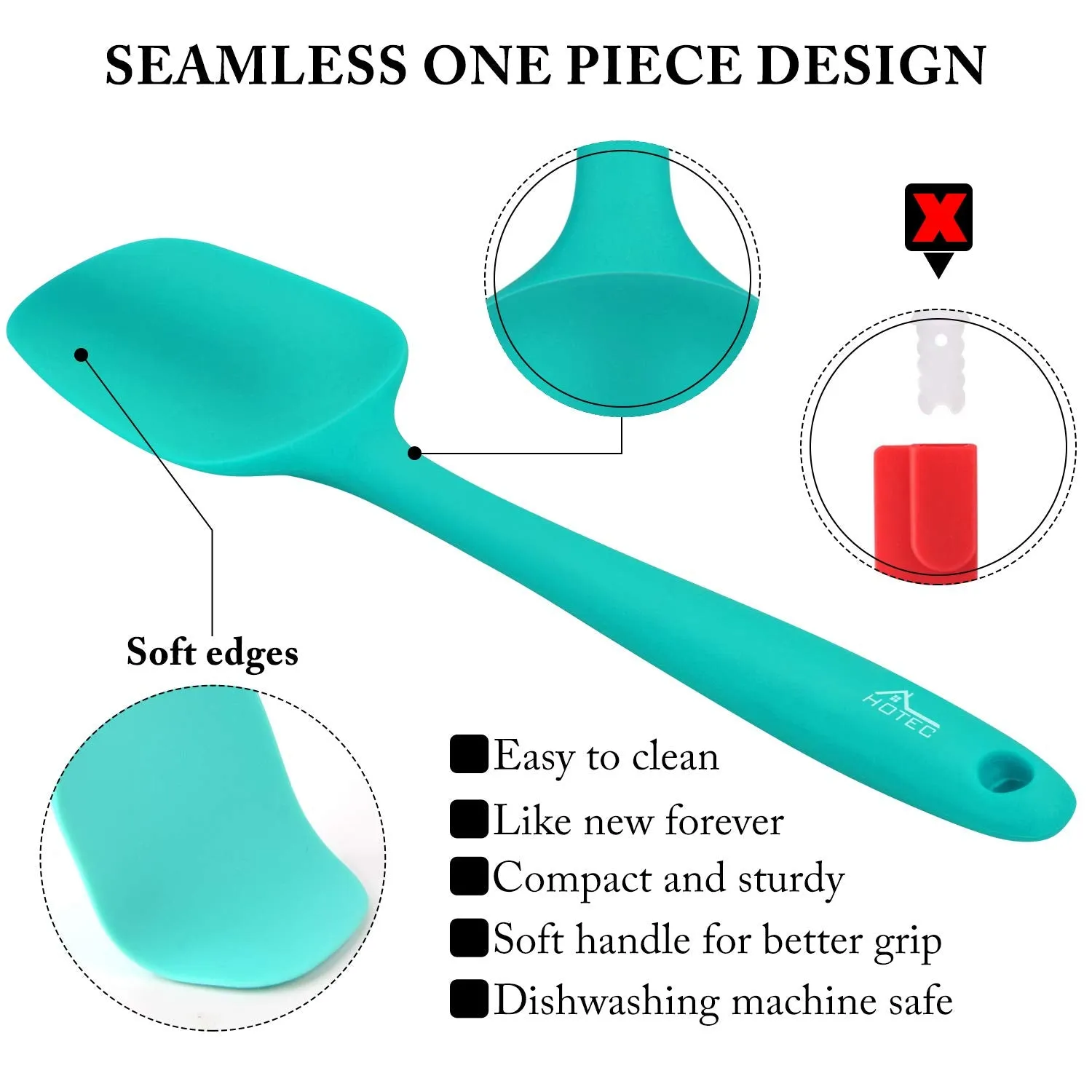 HOTEC Heat Resistant 600 Food Grade Silicone Rubber Spatula Set for Baking, Cooking, and Mixing Non Stick Dishwasher Safe BPA-Free Multicolor Set of 5
