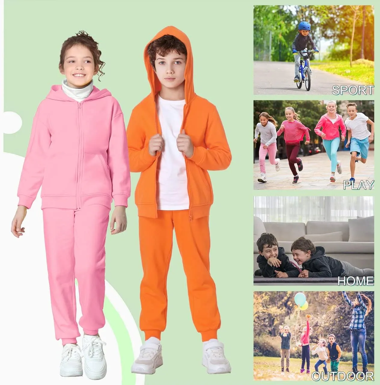 Kids Sweatshirt Classic Lounging Fleece Full-Zip Hoodie for Boys and Girls (3-12Years)