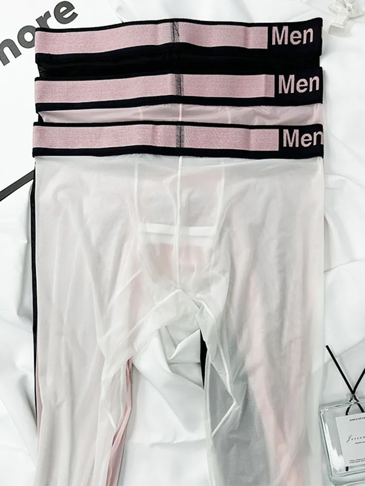 Men's Ice Silk Semi-Transparent Sexy Fitness Pants