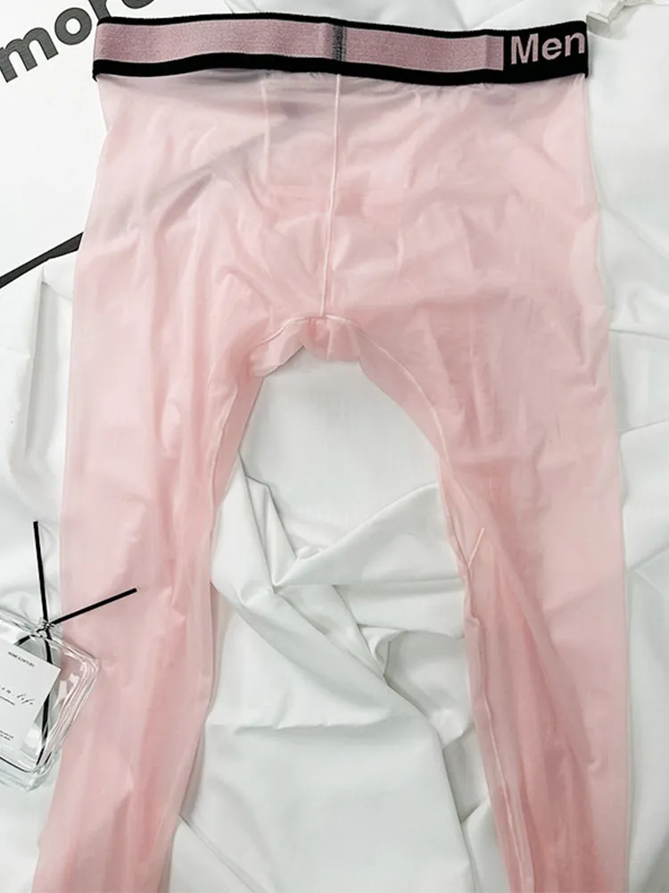 Men's Ice Silk Semi-Transparent Sexy Fitness Pants