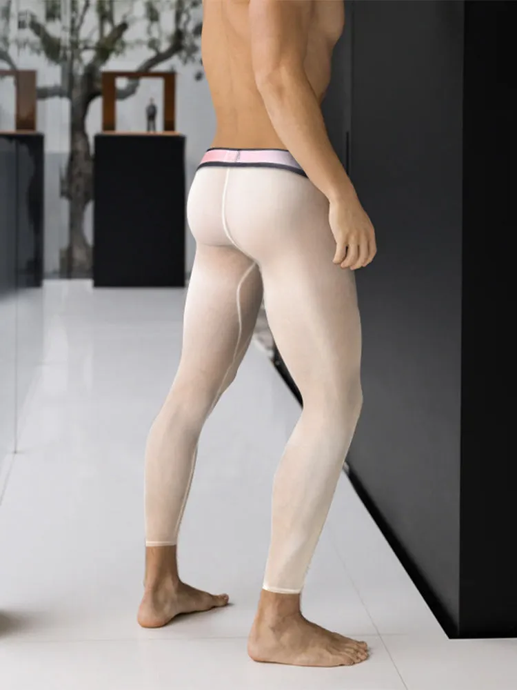 Men's Ice Silk Semi-Transparent Sexy Fitness Pants