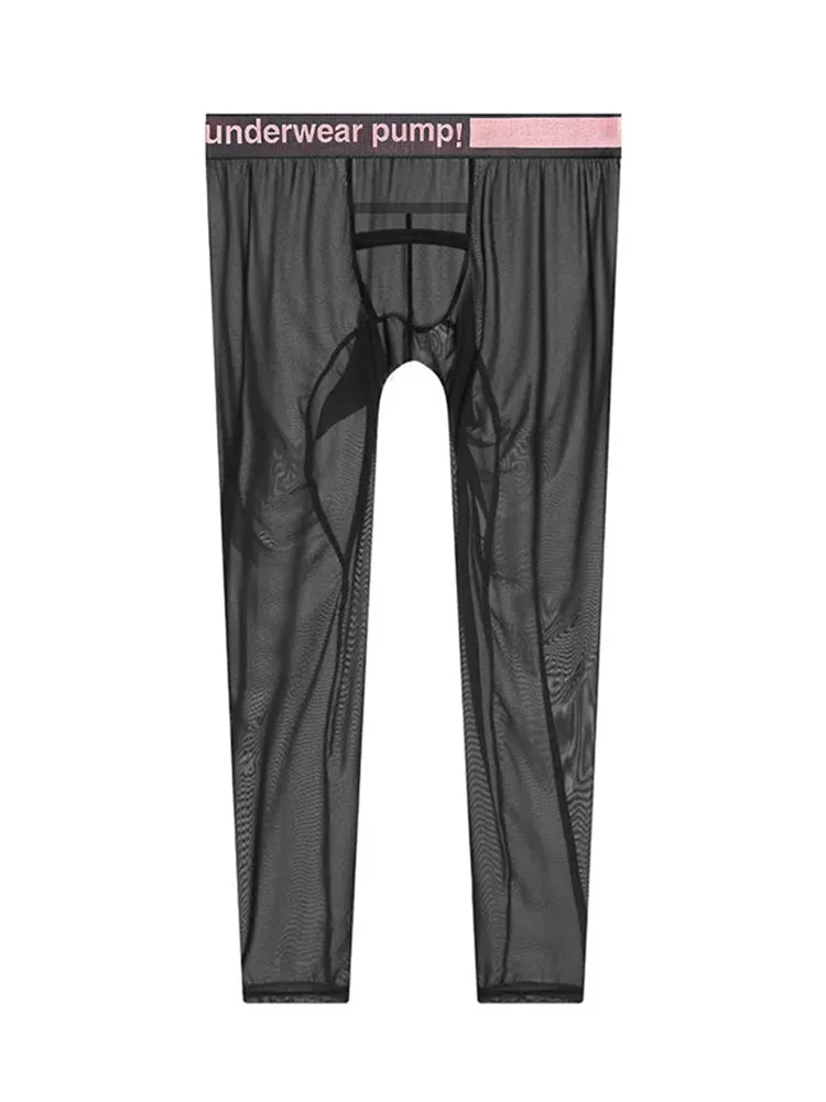 Men's Ice Silk Semi-Transparent Sexy Fitness Pants