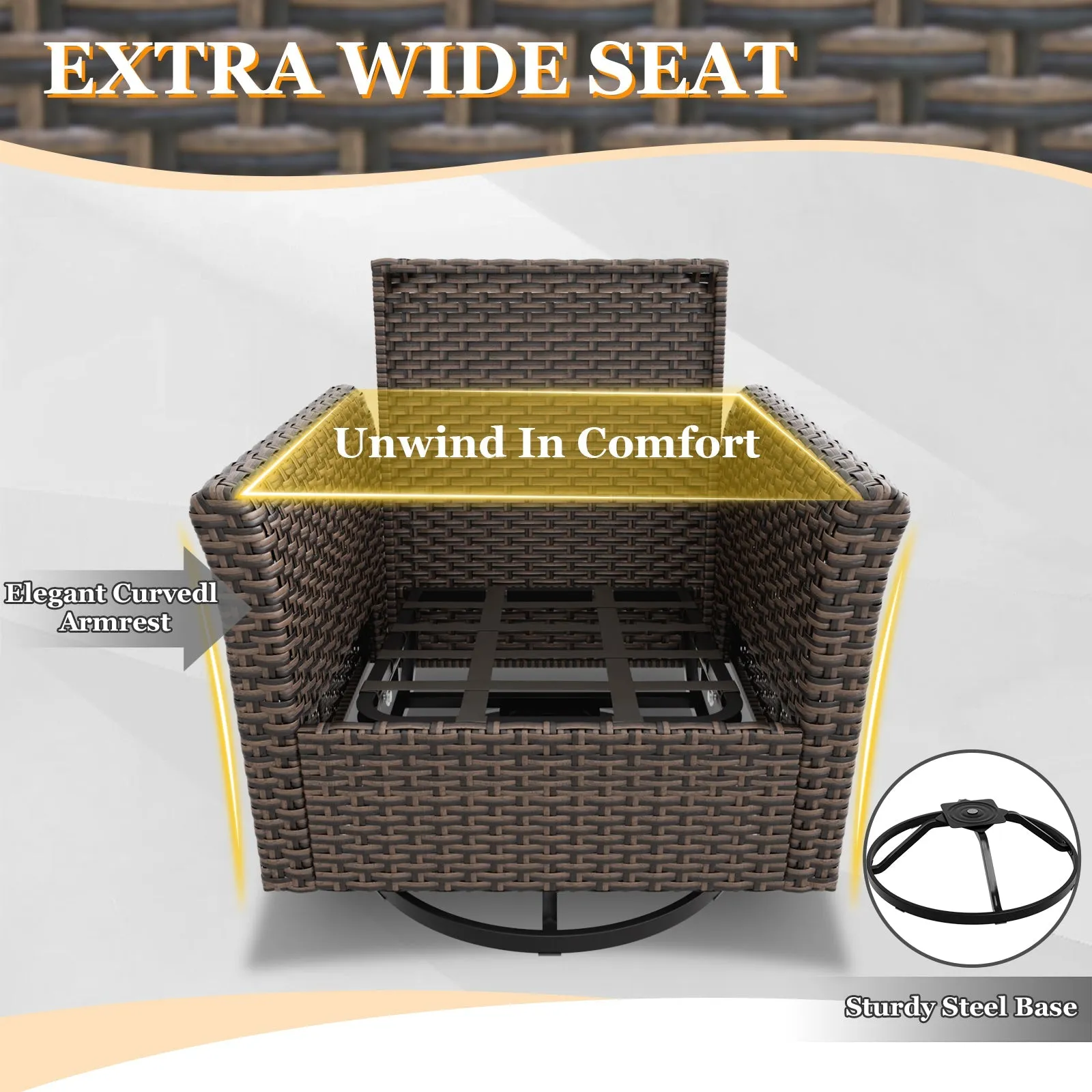 Ocean Vista Wicker Outdoor Patio Furniture Set w/Swivel Rocking Chairs , 6 Piece