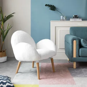 Stylish Beech Wood and Imitation Lamb Fabric Sofa Chair
