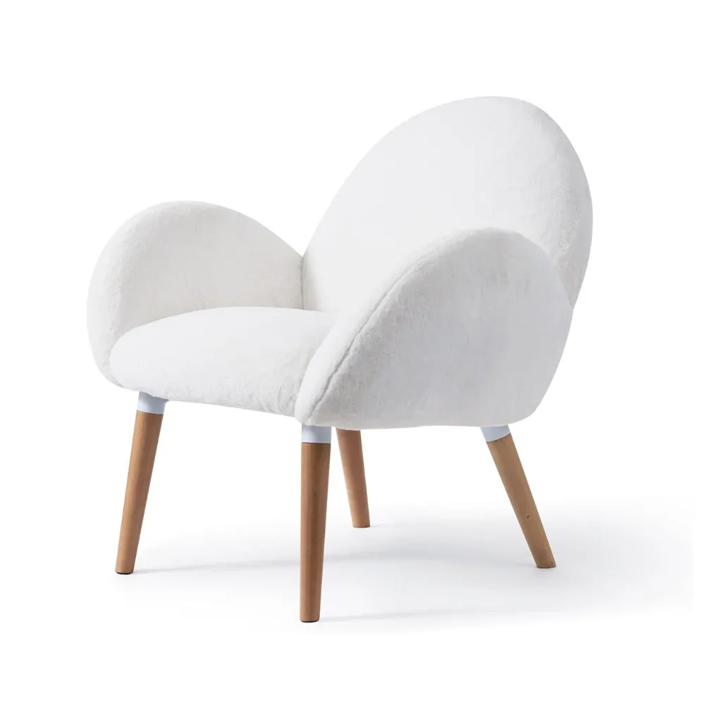 Stylish Beech Wood and Imitation Lamb Fabric Sofa Chair